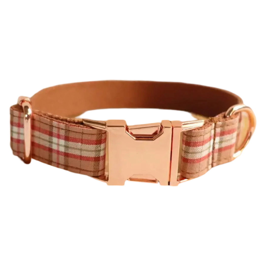 Autumn Plaid Charm Collar and Leash.