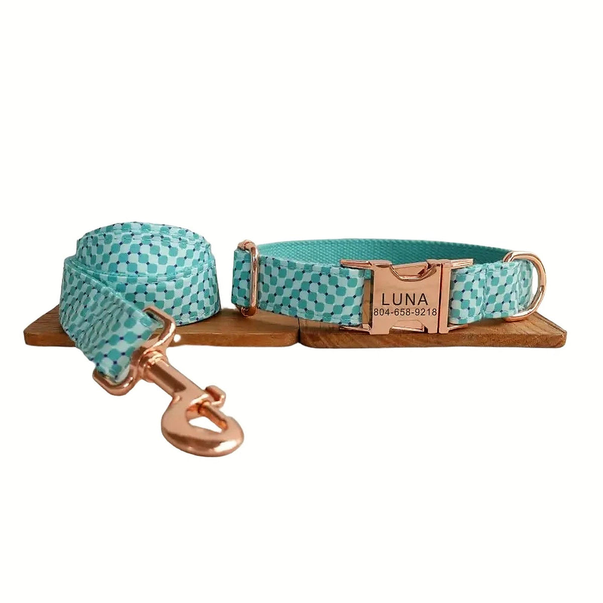 Aqua Elegance coordinated collar and leash set