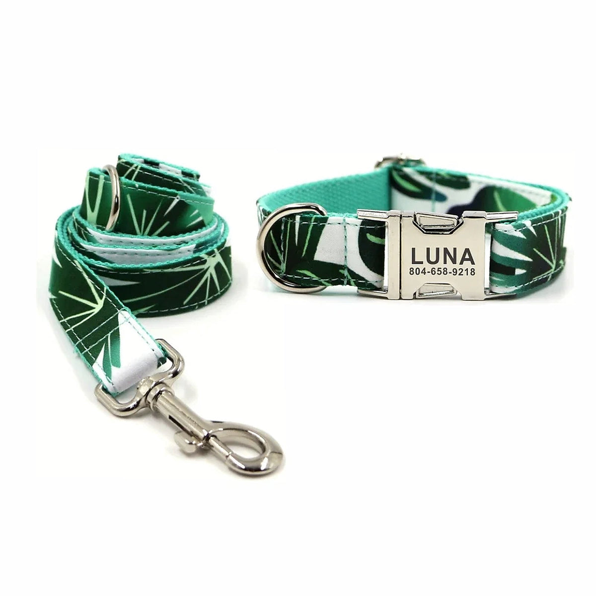 Boho Green collar and leash set