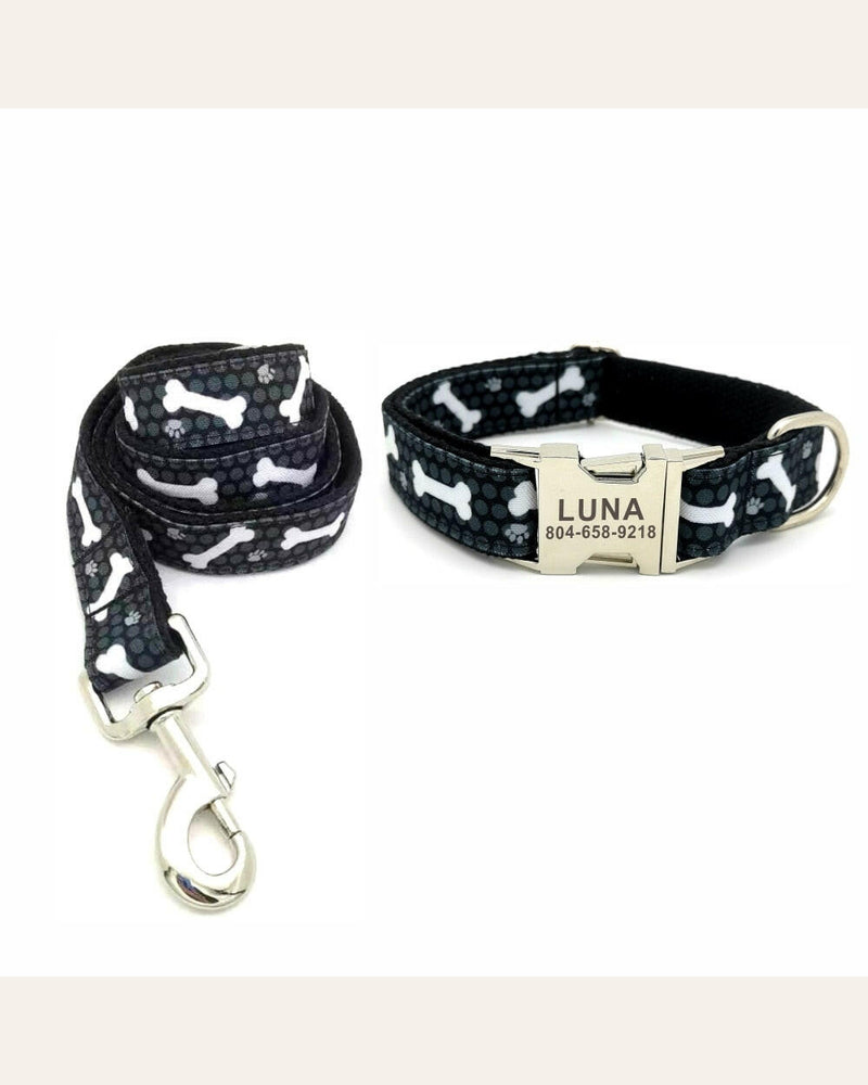 Bone and Band collar and leash in Barkin’ Hound warm ivory presentation