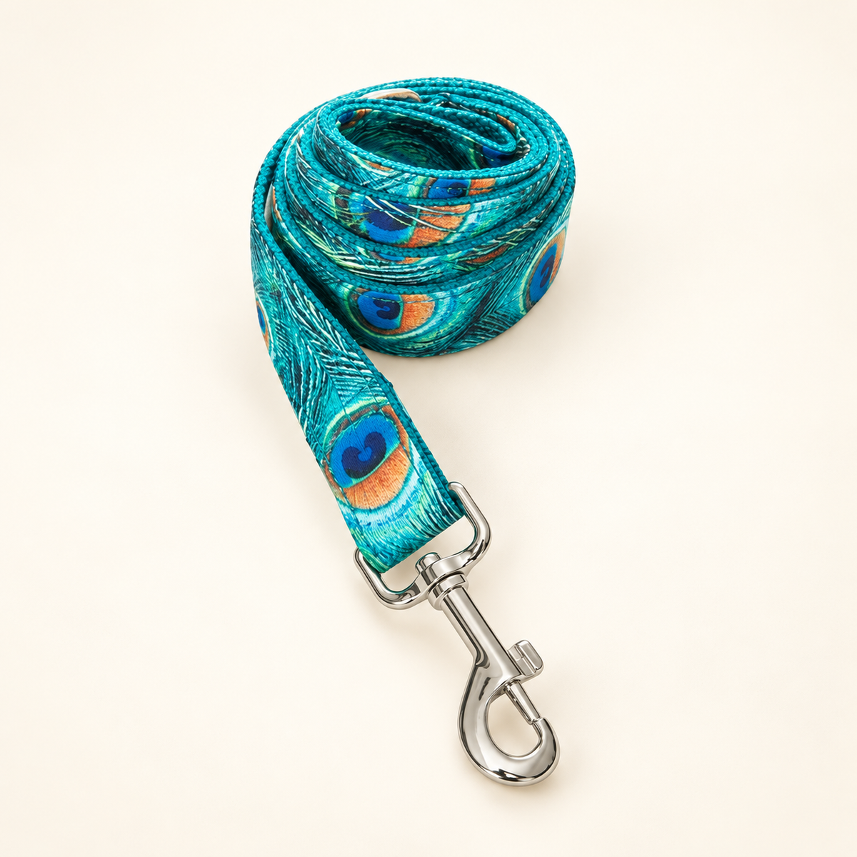 Peacock Elegance leash in Barkin’ Hound warm ivory luxury presentation