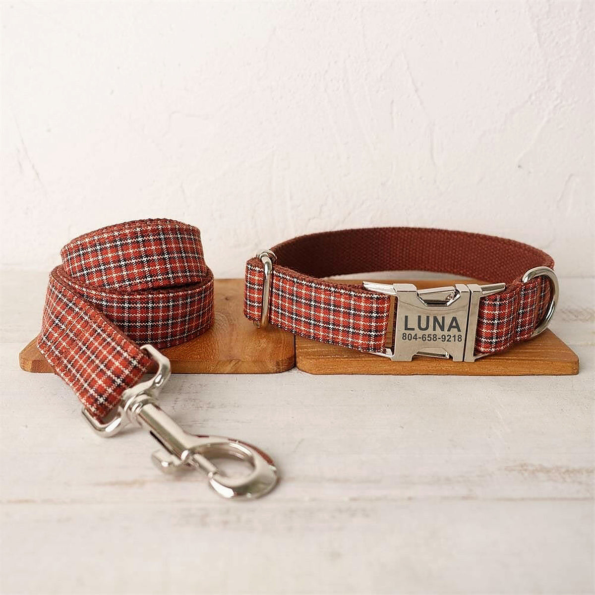 Plaid Palette collar and leash in Barkin’ Hound Luxury 2.0 presentation