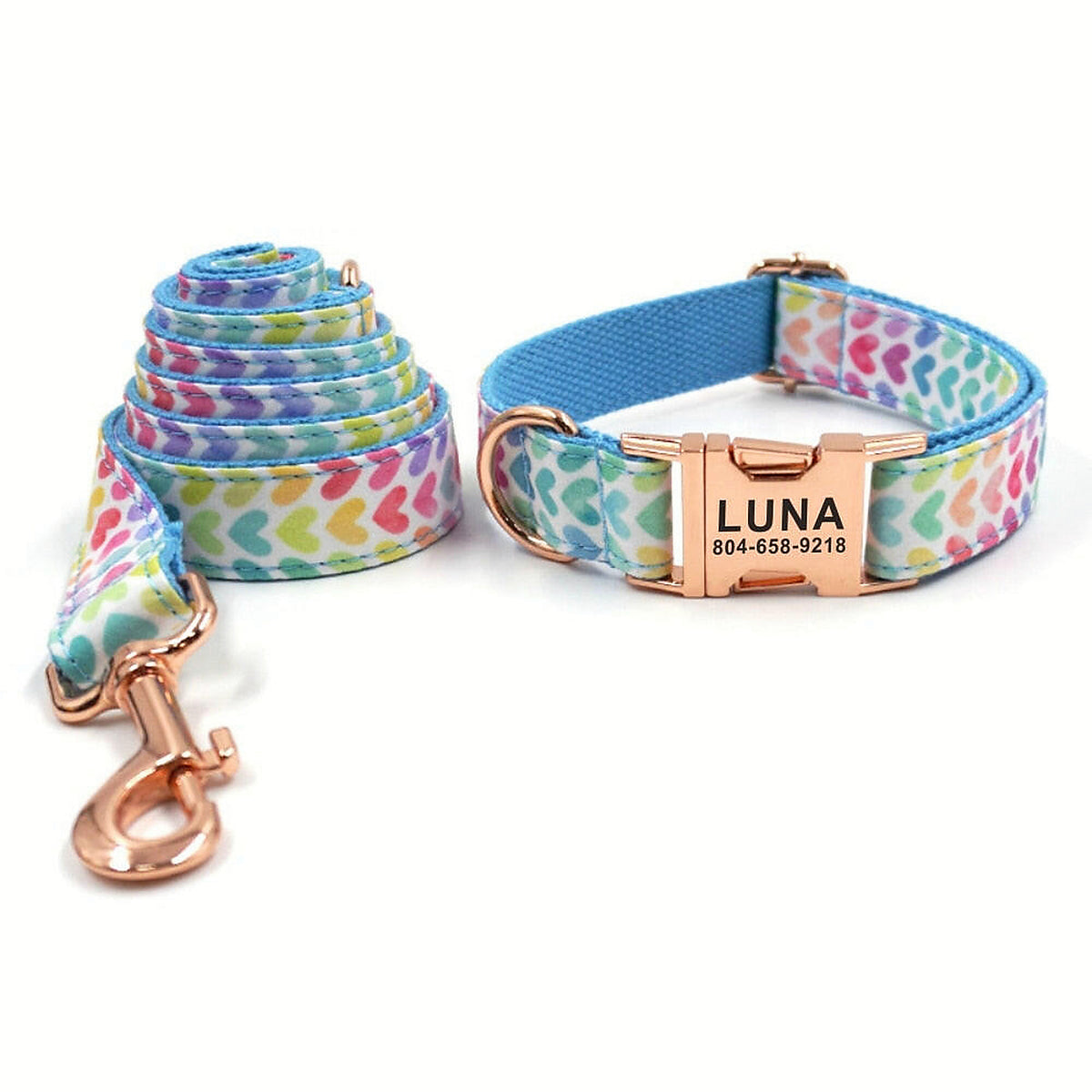 Rainbow Joy collar and leash set