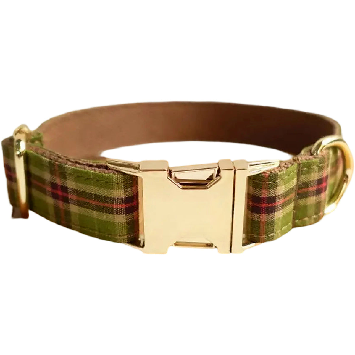 Woodland Plaid collar with gold-tone hardware in Barkin’ Hound Luxury 2.0 presentation